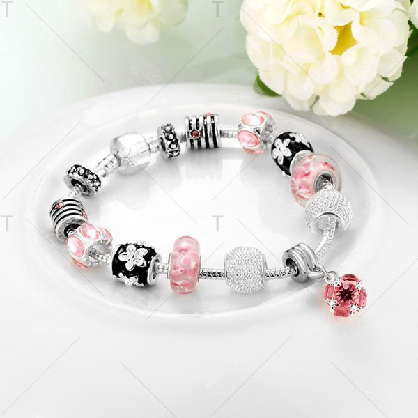 Cheap Rhinestone Flower Beads Fake Crystal Bracelet