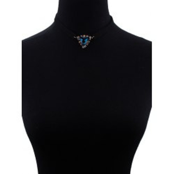 Cheap Faux Gem Velvet Triangle Choker Necklace