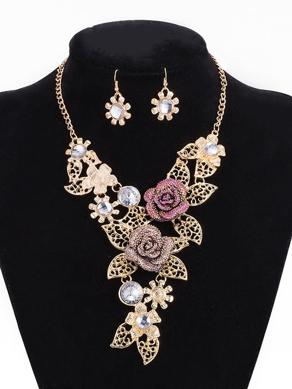 Cheap Faux Crystal Blossom Necklace and Earrings