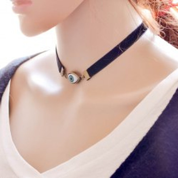 Black Vintage Evil Eye Choker Necklace