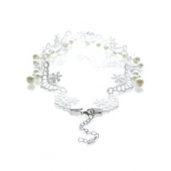 White Rhinestone Lace Wedding Jewelry Choker
