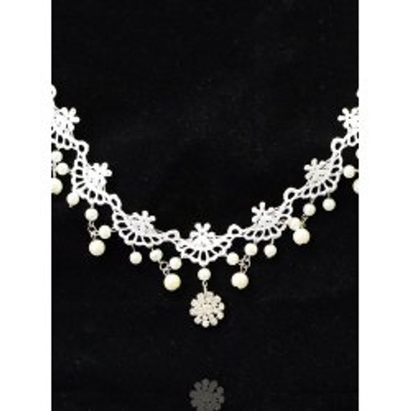 White Rhinestone Lace Wedding Jewelry Choker