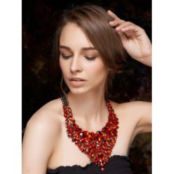 Cheap Layered Faux Ruby Necklace