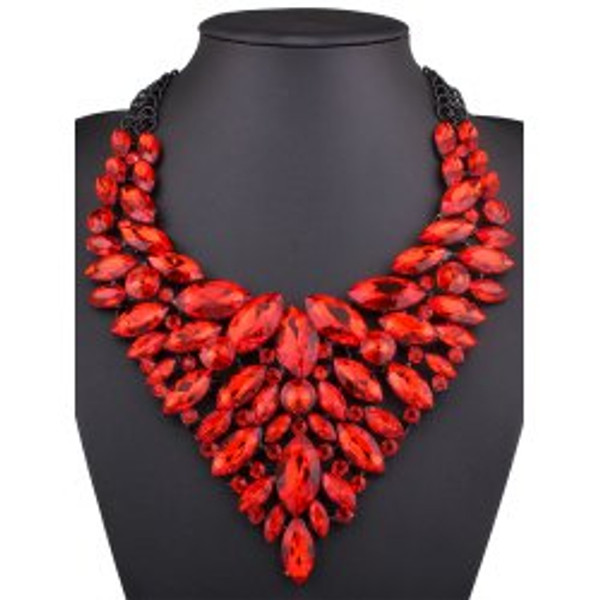 Cheap Layered Faux Ruby Necklace