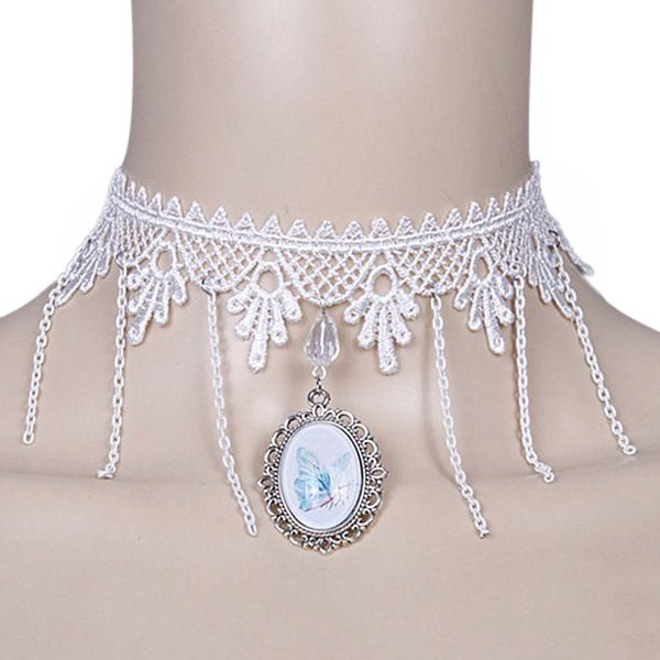 Cheap Emboss Butterfly Lace Choker