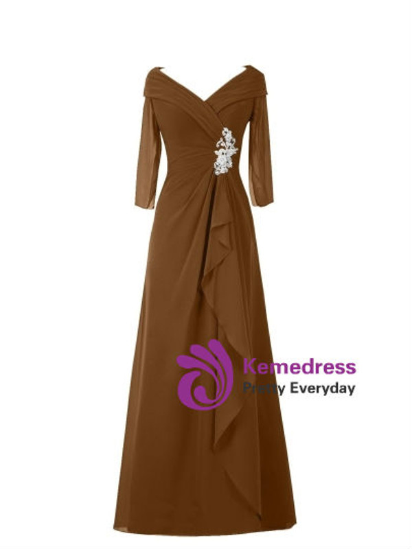 Hot Sale Long Sleeve Beading A-Line Mother of the Bride Dress