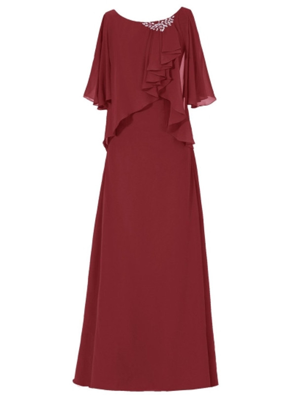 New arrivals Scoop Neck Rhinestone Chiffon Floor-Length Mother of the Bride Dress