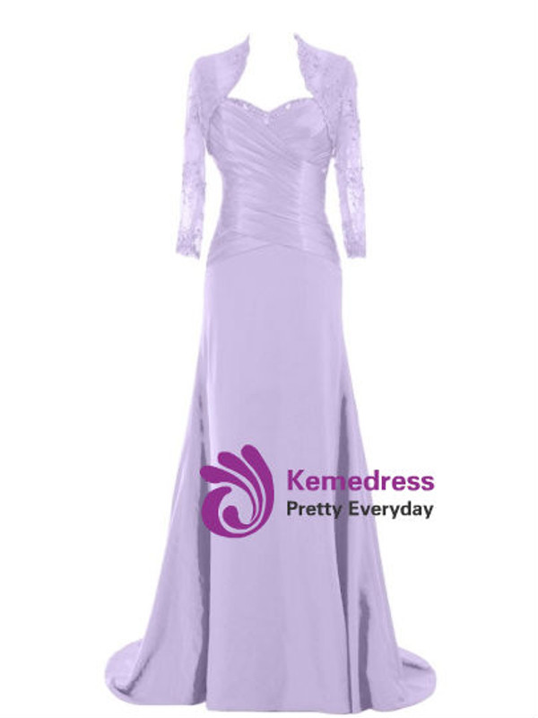 Princess Floor-Length Matte Chiffon Lace Mother of the Bride Dress with Jacket