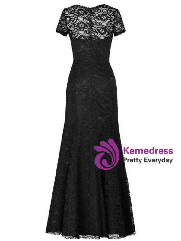 Noble Scoop Neck Short Sleeves Lace Mermaid Mother Of The Bride Dress