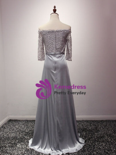 Impressive Half Sleeves Off-The-Shoulder Lace A-Line Mother Of The Bride Dress