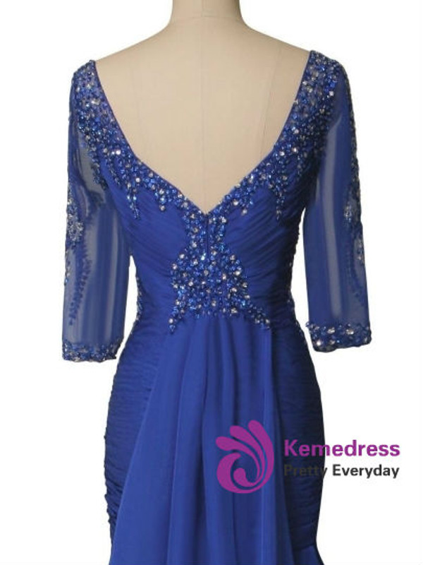 Fairy Tale Half Sleeve Beading Crystal Trumpet/Mermaid Mother of the Bride Dress