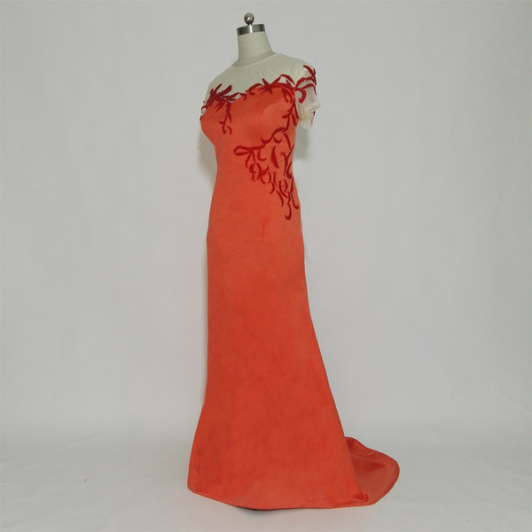 Elegance Long Evening Dresses Short Sleeves Evening Gowns Mother of the Bride Dresses