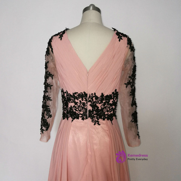 Attractive Long Evening Dresses Deep V-neck Long Sleeves Mother of the Bride Dresses