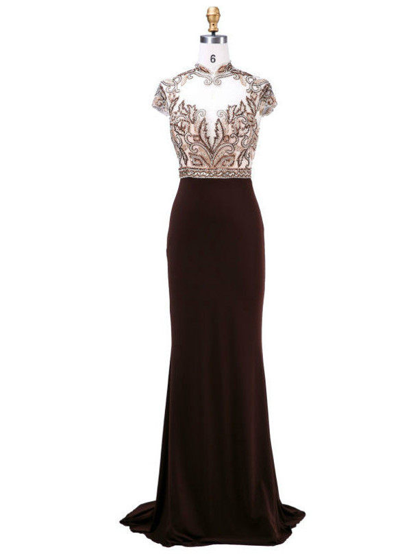 Fashion  Mother of The Bride Dresses New Arrival with High-Neck Crystal Beading