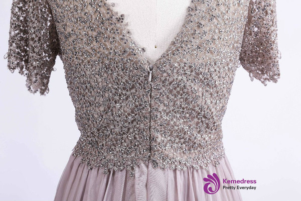 Sexy Half Sleeves Floor Length V-Neck Mother Of The Bride Dresses