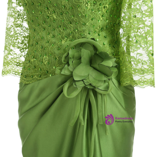 Graceful  Green 2017 Mother Of The Bride Dresses Mermaid Long Sleeves Lace