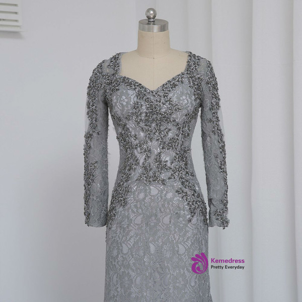 Stylish Plus Size Gray 2017 Mother Of The Bride Dresses Mermaid V-neck