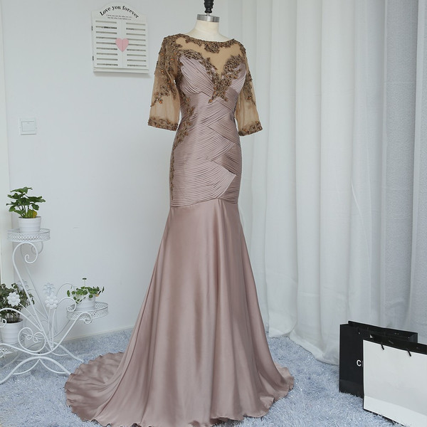 Marvelous Brown 2017 Mother Of The Bride Dresses Mermaid Half Sleeves
