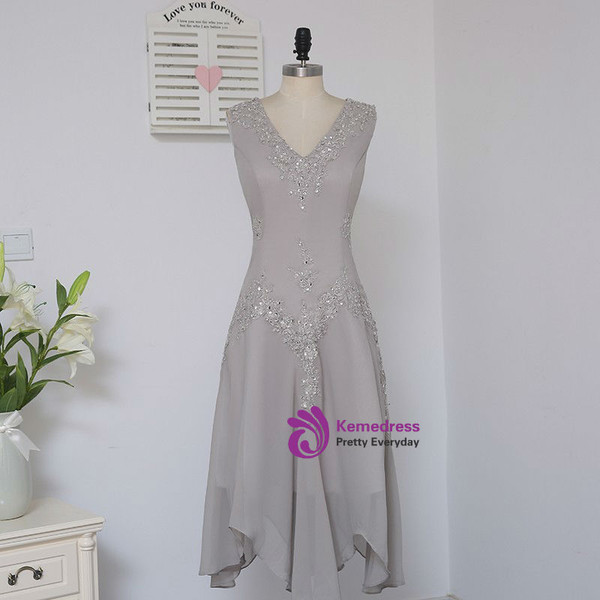 Elegance Silver 2017 Mother Of The Bride Dresses A-line With Jacket Chiffon