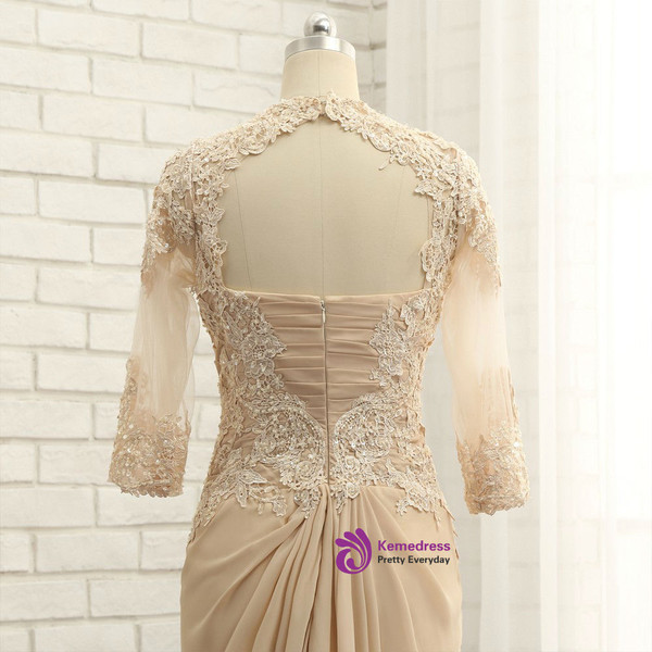 Romance Champagne 2017 Mother Of The Bride Dresses A-line Half Sleeves Chiffon