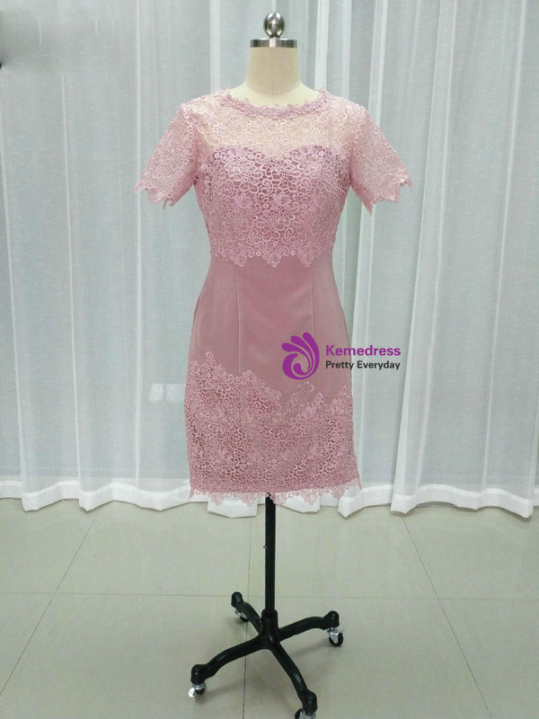 Romance Pink Lace Knee Length Two Pieces Mother Of The Bride Dresses With Jacket