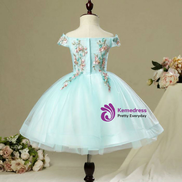 Pretty Beautiful Hall Wedding Party Dresses 2017 Flower Girl Dresses Sky Blue