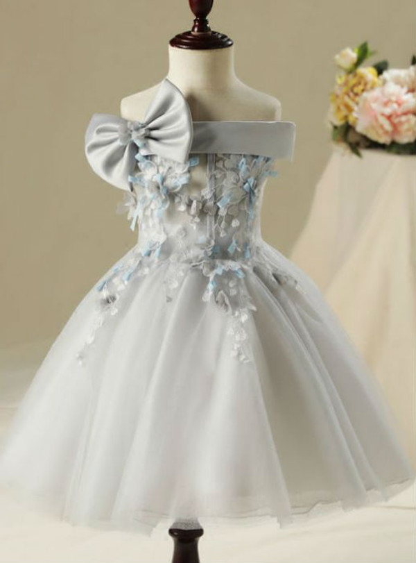 Wedding Party Dresses 2017 Flower Girl Dresses Sleeveless Backless Appliques Flower