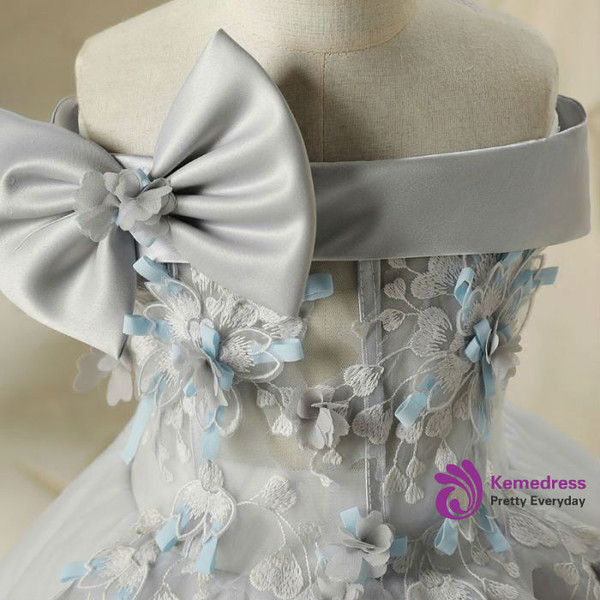 Wedding Party Dresses 2017 Flower Girl Dresses Sleeveless Backless Appliques Flower