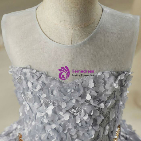 Luxurious Scoop Neck Sleeveless  2017 Flower Girl Dresses Silver Short A-Line