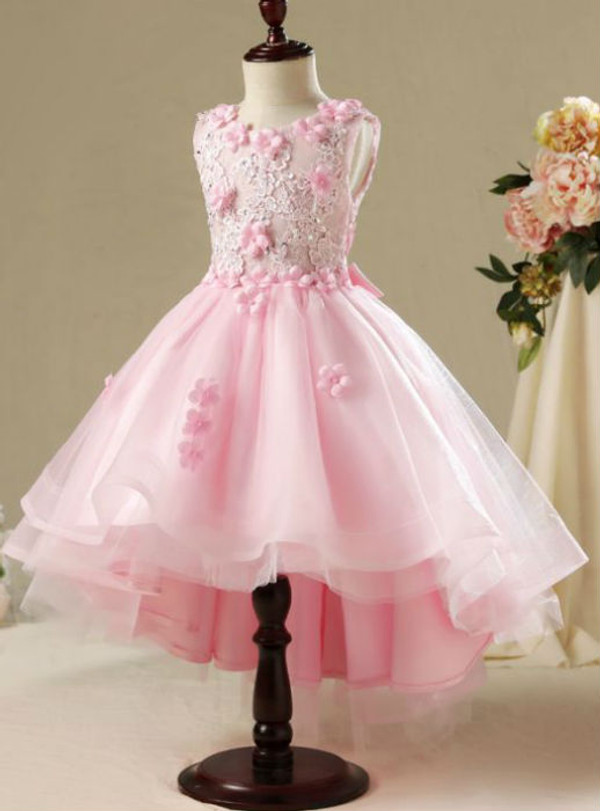 Lovely 2017 Flower Girl Dresses Blushing Pink Scoop Neck Sleeveless Lace Appliques