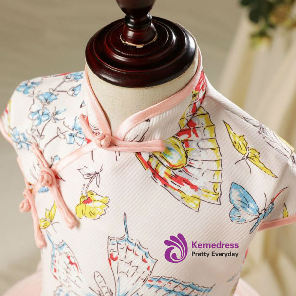 Gorgeous 2017 Flower Girl Dresses Pearl Pink Knee-Length  Short Sleeve Butterfly Printing