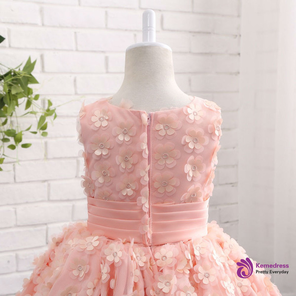 Trendy Pink Floral Flower Girl Dresses Ball Gowns