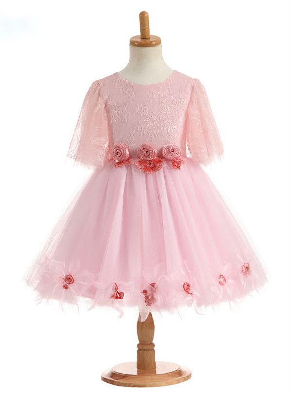 Charming 2017 Best Sale Flower Girl Dresses for Wedding Half Sleeve Flowers