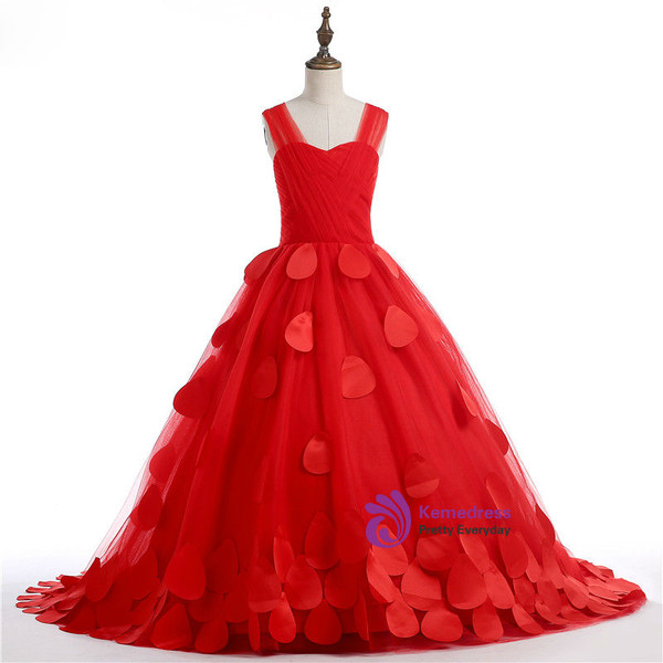 Modern Red Rose  Flower Girl Dresses first Communion Dresses For Girls