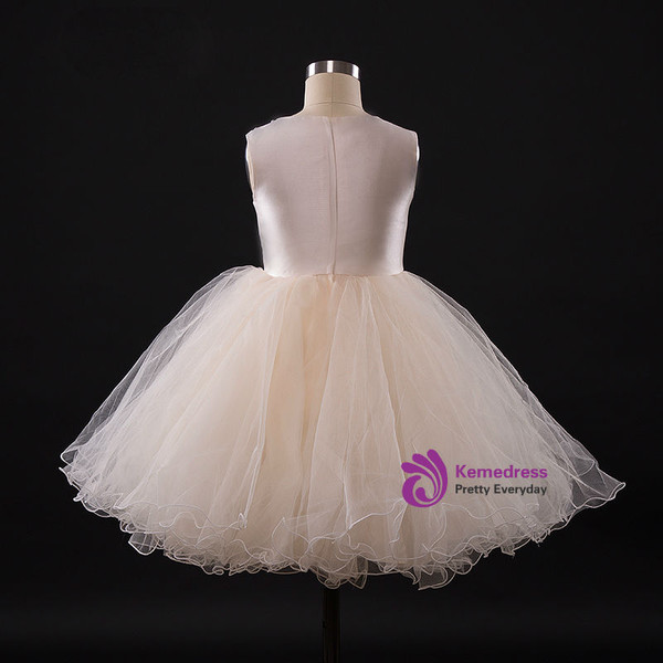 Elegant A-line Champagne Flower Girl Dresses With Beading