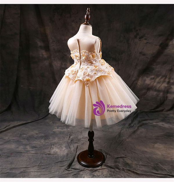 Fashion Flower Girl's Dresses First Communion Dress Birthday Zipper Princess Ball Gowns