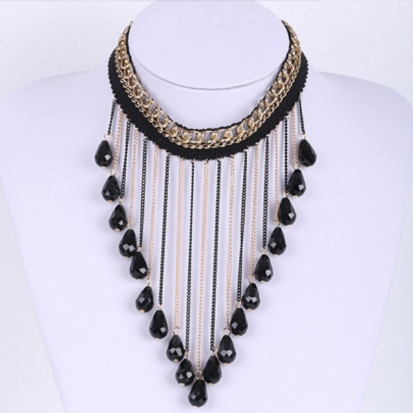 Impressive Tassel Rhinestone Alloy Chain European Torques Choker Necklace