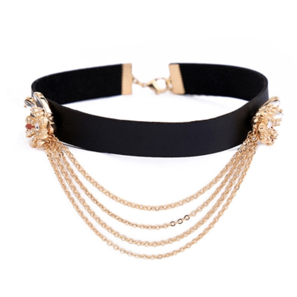Popular Flower Diamante Alloy Multilayer Link Chain Torques Choker Necklace
