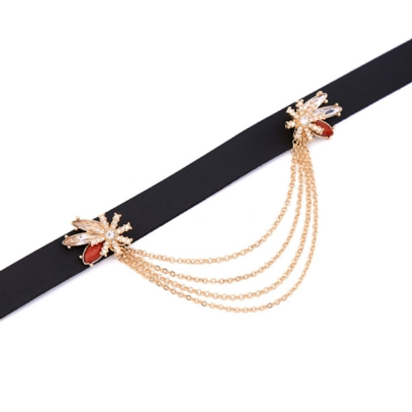 Popular Flower Diamante Alloy Multilayer Link Chain Torques Choker Necklace