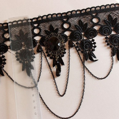Attractive Wide Black Lace Gothic Style Choker Necklace