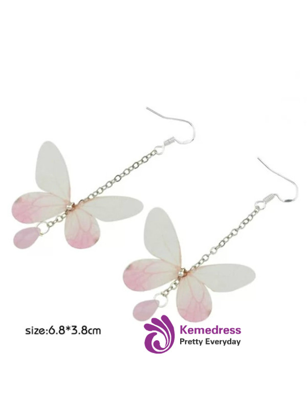 Fashion Acrylic Gem Butterfly Drop Earrings