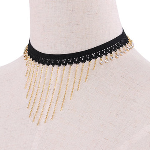 Cheap Tassels Pendant Stretch Choker Necklace