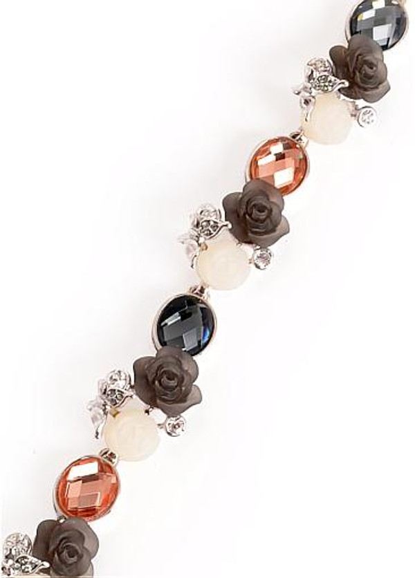 Flowers And Rhinestones In Stock Fantastic Alloy Bracelet Adorned With Resin