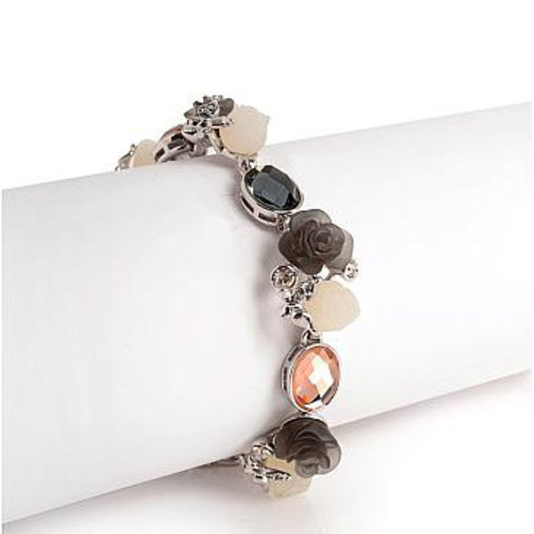 Flowers And Rhinestones In Stock Fantastic Alloy Bracelet Adorned With Resin