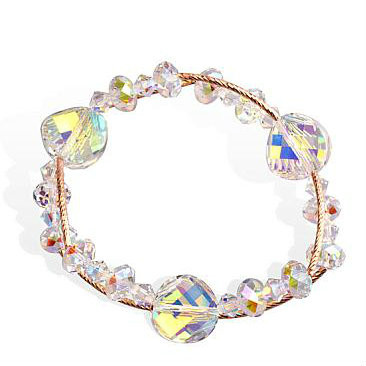 Bracelet with Curved Rose Gold Plated 925 Sterling Silver Tube Beads Colorful In Stock Stylish