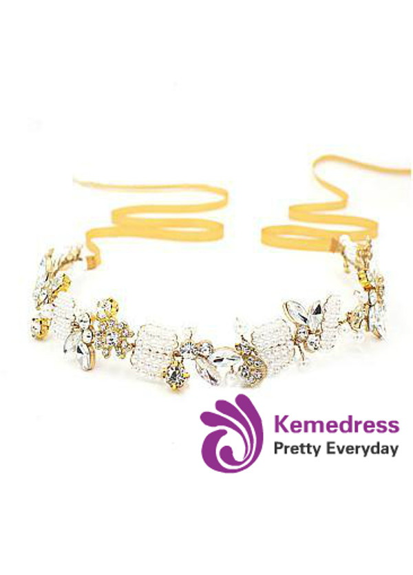 Fashion Glamoroust Wedding Hair Jewelry With Rhinestones & Pearls