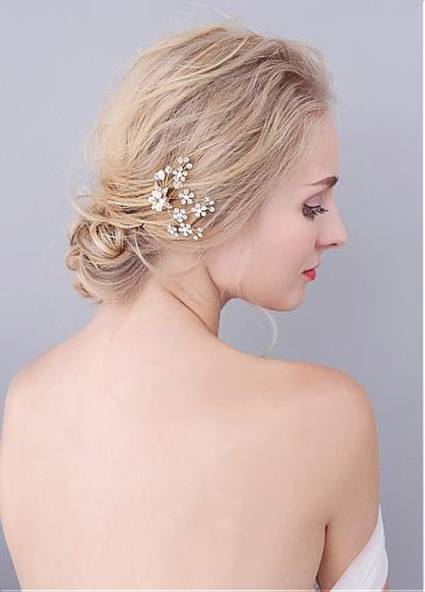 Hair Jewelry With Rhinestones & Pearls Wonderful Alloy Wedding