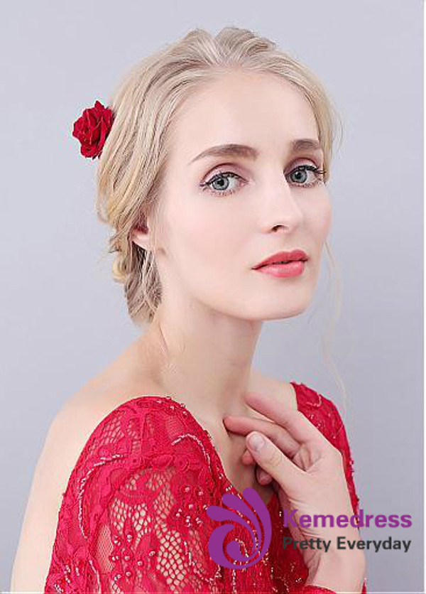 With Cloth Roses & Rhinestones Glamorous Wedding Hair Ornaments