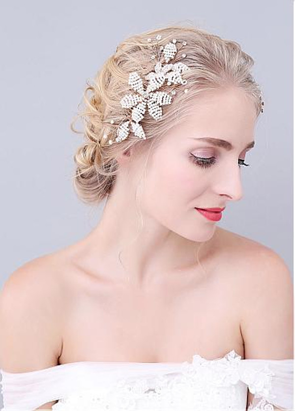 Hair Jewelry With Rhinestones & Pearls Charming Big Wedding
