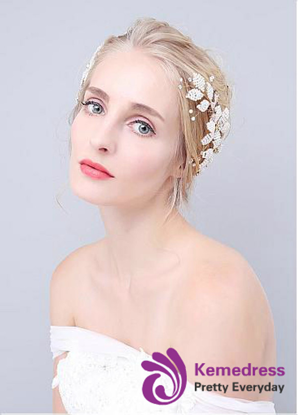 Hair Jewelry With Rhinestones & Pearls Charming Big Wedding